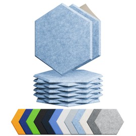 Amantech 12 Pack Acoustic Panels Self Adhesive Sound Proof Foam, High Density Sound Acoustic Foam Panel, 12X10.23X0.4 Inch Hexagon Wall Panels in Home,Office,Reccording Room,Studio(Light Sky Blue)