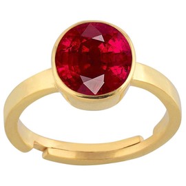 LMDPRAJAPATIS 16.60 Carat Natural Certified Ruby/Manik Birthstone/Astrology/Rashi Ratan Adjustable 22K Gold Plated Ring for Men & Women