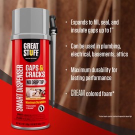 Great Stuff 99108824 Smart Dispenser Gaps & Cracks, Cream, 12 Ounce
