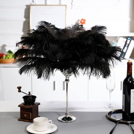 Soarer Black Large Ostrich Feathers - 15 pcs 12-14inch Craft Feathers for Gatsby Wedding Party Centerpieces,Flower Arrangement and Home Decoration.(Black)