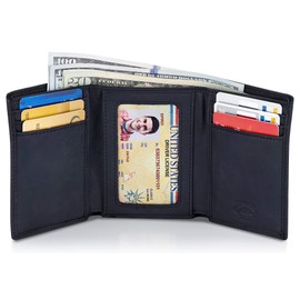 Stealth Mode Trifold RFID Blocking Leather Wallet for Men (Black)