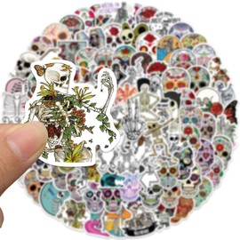 Skull Stickers 100 Pieces for Water Bottles, Stickers for Laptop, Skateboard, Waterproof Vinyl Sticker Pack, Gift for Children, Teenagers, Girls