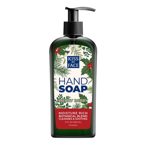 Windmill Health Products Kiss My Face Hand Soap, Moisture Rich, Botanical Blend, Cleanses and Soothes, Lavender, Berry/Sage/Orange 11 Fl Oz