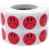 Red Sad Frowny Face Stickers 0.5 Inch 12.7 mm Round