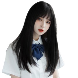 OSHAMY Straight Long Brown (Straight Long, Black) Wig, Natural Hair Wig, Full Wig, Hair Arrangement, Fashionable Wig, Cosplay Wig, Natural Shine, Smooth Hair