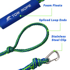 Docking Lines Rope Mooring Bungee - PWC Dock Rope 7FT 10FT 14FT with Foam Float for Personal Watercraft Kayak, Jet Ski, SeaDoo, Boat, Pontoon Bungee Docking Line Rope (0.39inch 10ft)
