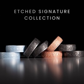 Enso Rings Signature Etched Collection - Classic Etched Silicone Rings - Comfortable and Flexible Design (Flourish - Platinum-Colored, 9)