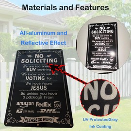 Funny No Soliciting Sign for House Door -8''x12''No Soliciting Sign for For Front Door, Yard, Home.Funny Decorative Gifts, Durable Outdoor Yard Signs