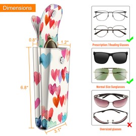 Fintie Double Glasses Case with Carabiner Hook, Portable Vegan Leather Eyeglass Case Anti-scratch Sunglasses Pouch, Raining Hearts