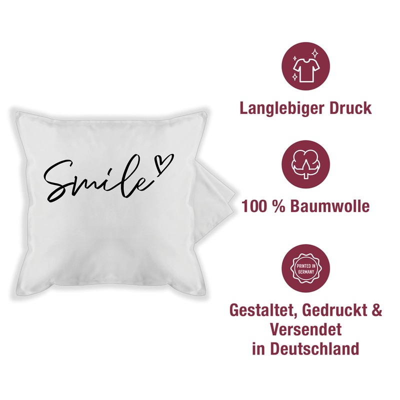 Shirtracer Cushion Cover - Statement - Smile - Lettering -