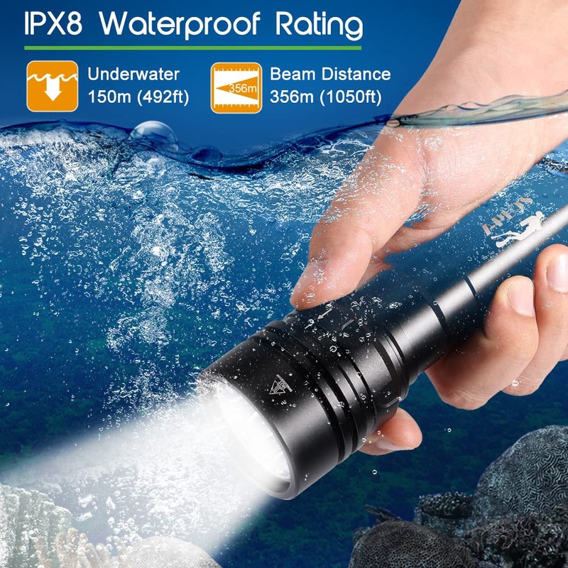 APLOS AP150 Dive Light – 15000 Lumens, Waterproof to 492ft,