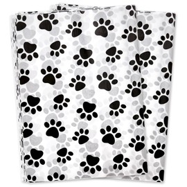 Hi Sasara 50 Sheets Dog Paw Print Tissue Paper Bulk,20 x 14 inch,White with Black Dog Paw Print Tissue Paper for Gift Bags,Dog Paw Print Tissue Paper for Birthday,Holiday