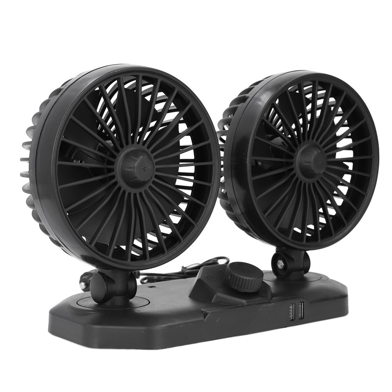 Car Fan Dual Head 24v 360° Adjustable Powerful USB Car
