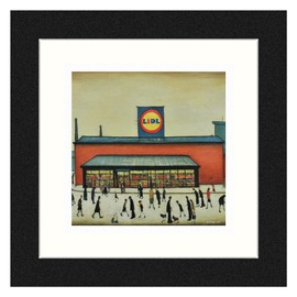 Greetingles Lowry-Style 12"/31cm Square Framed Print. Beautiful Black Ash Frame (Lowry, Lidl)