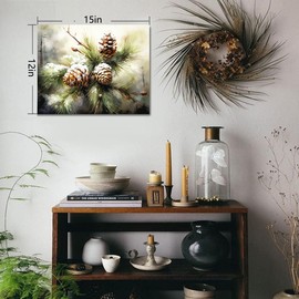 Pine Cones Canvas Wall Art for Christmas - Winter Pictures Print Artwork Painting for Home Wall