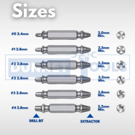 Dunnet Tools 6pc Bolt Extractor Set Remove Stripped Head Screws Nuts Bolts Screw Extractor set Damaged Bolt Remover Guide Set Screw Remover and Extractor Set DIY Hand Tools