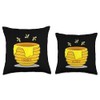 Honey Pot With Honey Bees Sweet Gift Throw Pillow