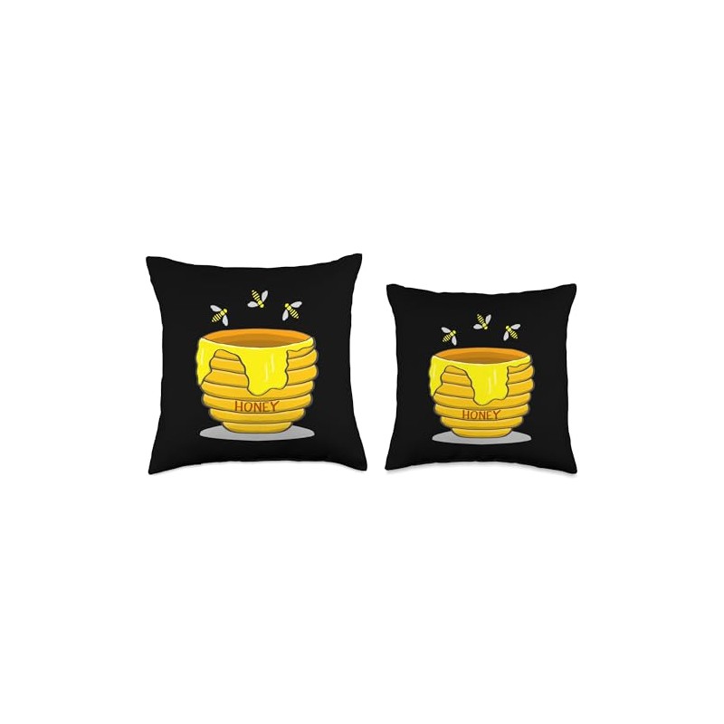 Honey Pot With Honey Bees Sweet Gift Throw Pillow