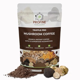 PROFINE Truffle PRO Original Arabica Instant Coffee 12 Mushroom Powder Super Blend With Black and White Truffle 5000 mg -USDA Organic -Brain Focus & Gut Health Support - No fillers