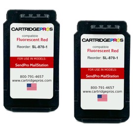 2-Pack Made in The USA - Red Ink Cartridge SL-870-1 Replacement for New SendPro Mailstation (CSD1) Postage Machines