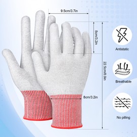 Copkim 8 Pairs Grey Vinyl Wrap Gloves Professional Carbon Fiber Dust-free Working Gloves Professional Anti-static Tint Application Tool for Wrapping Viny
