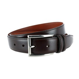 Trafalgar Men's Lorenzo 32mm Dropped Edge Leather Dress Belt, 40, Dark Brown