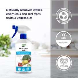 Ecoworm Fruit & Veg Wash I Natural I Vegan I Removes Waxes, Pesticides, Soil I 480ml