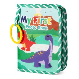 ibasenice Babys My First Family Album, Dinosaur Baby Photo Album Soft Photo Cloth Book Baby Memory Book GiftSet for Newborn Toddler Kids Multi