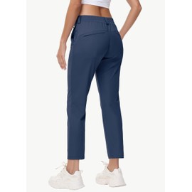 MIVEI Women's 27" Stretch Golf Pant - 7/8 Ankle Work Travel Teacher Casual Business Sweatpants with Belt Loops Zip Pockets