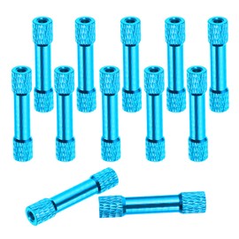 MECCANIXITY 12 Pcs M3 x 30mm Knurled Aluminum Standoff Double-Head Spacer Column for FPV Drone RC Airplane Racing Car Simracing, Light Blue