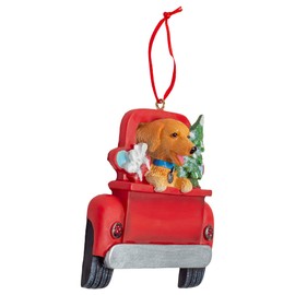 Kurt Adler A1940GO Golden Retriever in Back of Truck Hanging Ornament for Personalization, 5-inch High, Resin