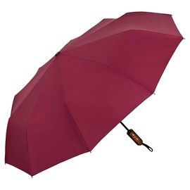 VON LILIENFELD Umbrella Pocket Umbrella Stormproof with 10 Fibreglass Struts Open-Close Automatic Teflon Coating Travel Case Clark, bordeaux, Folding umbrella