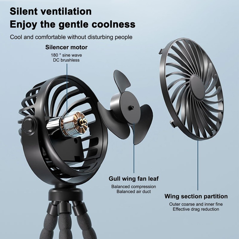 xinyee Portable Handheld Fan Flexible Octopus Tripod Desktop Fan Baby
