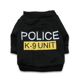 DroolingDog Pet Dog Clothes POLICE K-9 UNIT Canine Tee Shirt Costume for Small Dogs, M, Black