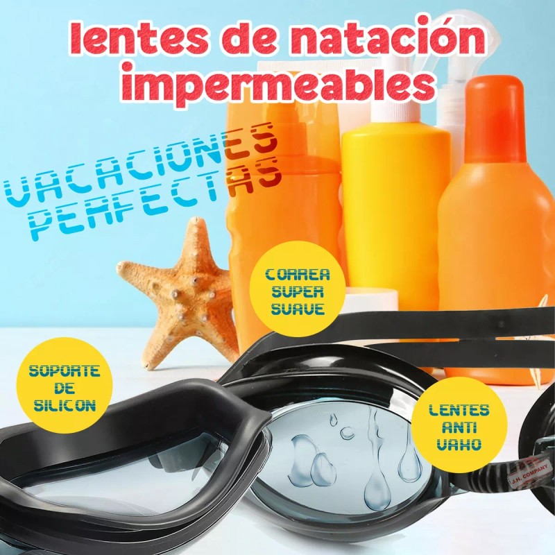 J.H. Company Gogles Natacion Profesional Antivaho Proteccion Uv 10181