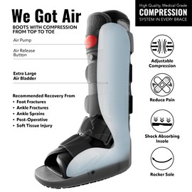 Rapid Recover Tall Walking Boot, Fracture Boot, Medical Grade Foot Brace for Fractures, Ankle Boot & Brace, Adjustable Air Pump, Sprain & Injury Recovery, Post Op Shoe for Injured Foot, Medium