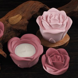 Wehous 3D Rose Box Mold with Lid, Flower Jar Bowl Resin Mold Silicone, Unique Candle Holder Container Storage Silicone Molds for Epoxy Resin, DIY Jewelry Trinket Holder Concrete Cement Craft Decor