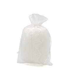 SAJ Drawstring Bag, Wrapping, Packaging, Drawstring Pouch, Small Items, 5.1 x 7.1 inches (13 x 18 cm), Organza Vertical Lace (1 Piece)