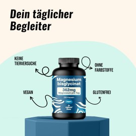 Magnesium Bisglycinate High Dose - 250 Capsules - 362 mg Magnesium Glycinate per Day - Vegan & Produced in Germany - Laboratory Tested - Packaging May Vary