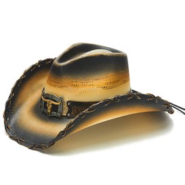 Stampede Hats Men's Texas Lonehorn Longhorn Western Hat XL Natural/Black