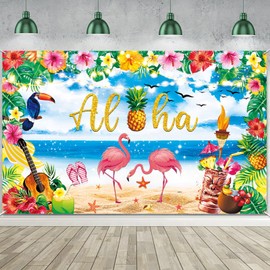 HiParty Hawaiian Luau Party Decorations - Aloha Luau Backdrop for Birthday Party Decorations Summer Beach Banner Background Photography for Musical Party Tropical Tiki Themed Decoration 71 x 44 Inch