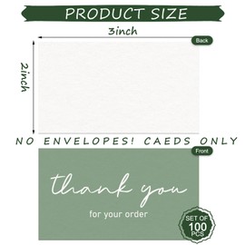 Whaline 100Pcs Mini Thank You Cards Sage Green Thank You for Your Order Cards Thank You Notes for Small Business Stores Restaurants, 2 x 3.5 Inch