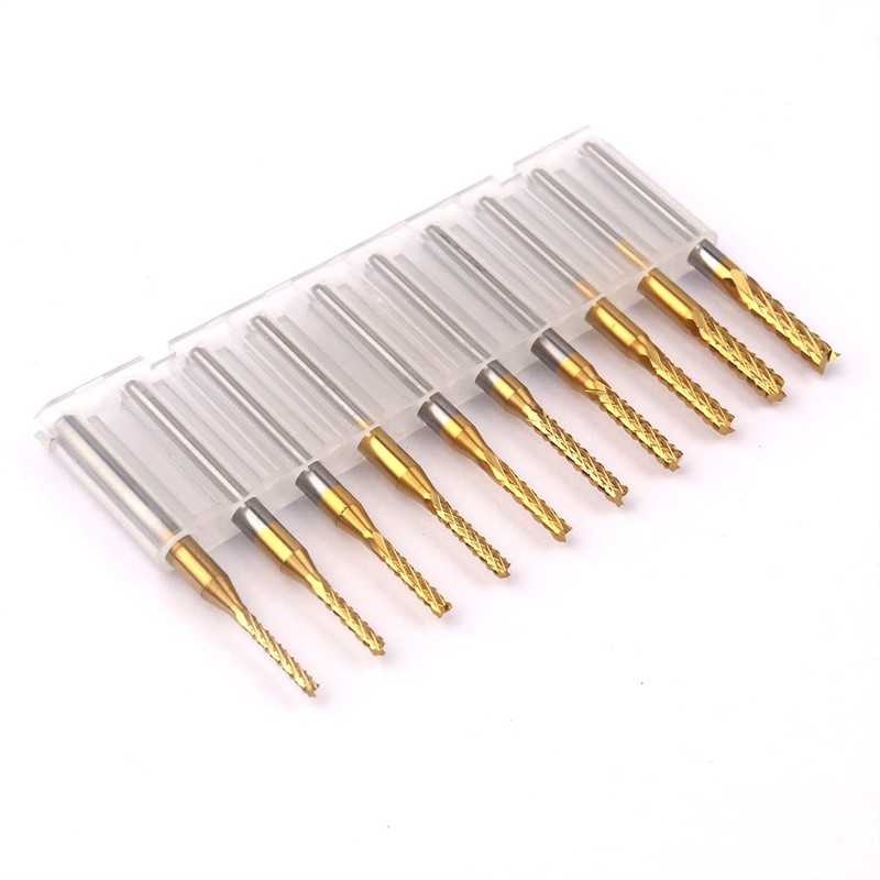 CBRIGHT 10 Pieces End Mill CNC Router Bits, 1/8 Inch