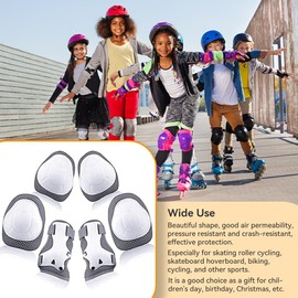 AIXXCUVQ 6PCS Knee Pads Strong Wrist Guards Breathable Pressure Resistant Hand Guard Roller Cycling Child Skating Scooter, Grey