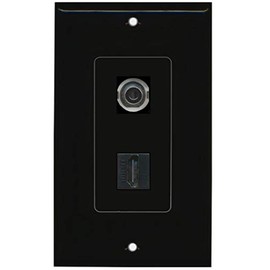 RiteAV - 3.5mm Audio Headphone Jack and 1 HDMI Port Wall Plate Decorative - Black
