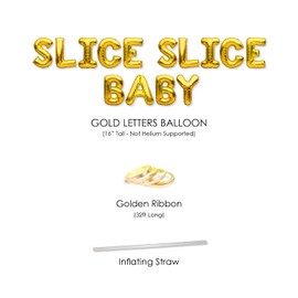PartyForever SLICE SLICE BABY Balloons Banner Gold Pizza Party Decorations Sign