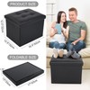 LotFancy Small Storage Ottoman, Black Foot Rest Stool, 17x13x13 inch,