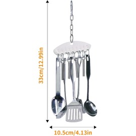 Yeanifeana Durable Stainless Steel Bird Chew Toy with Ring Bell - Parrot Chew Toy for Beak Conditioning and Entertainment, Safe and Fun Spoon Design for Small to Medium Birds (B)