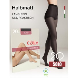 Conte elegant 2 Pack Durable Women's Tights Semi-Matte - Solo 20 Denier - Women's Fine Tights with Marked Panties Part - Plain, nero