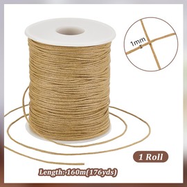 PH PandaHall 175 Yards 1mm Waxed Cotton Cord Golden Brown Waxed String Wax Thread Beading Cord for Bracelet Necklace Jewellery Making Craft String for Beading Kontting Sewing Macrame Handicrafts